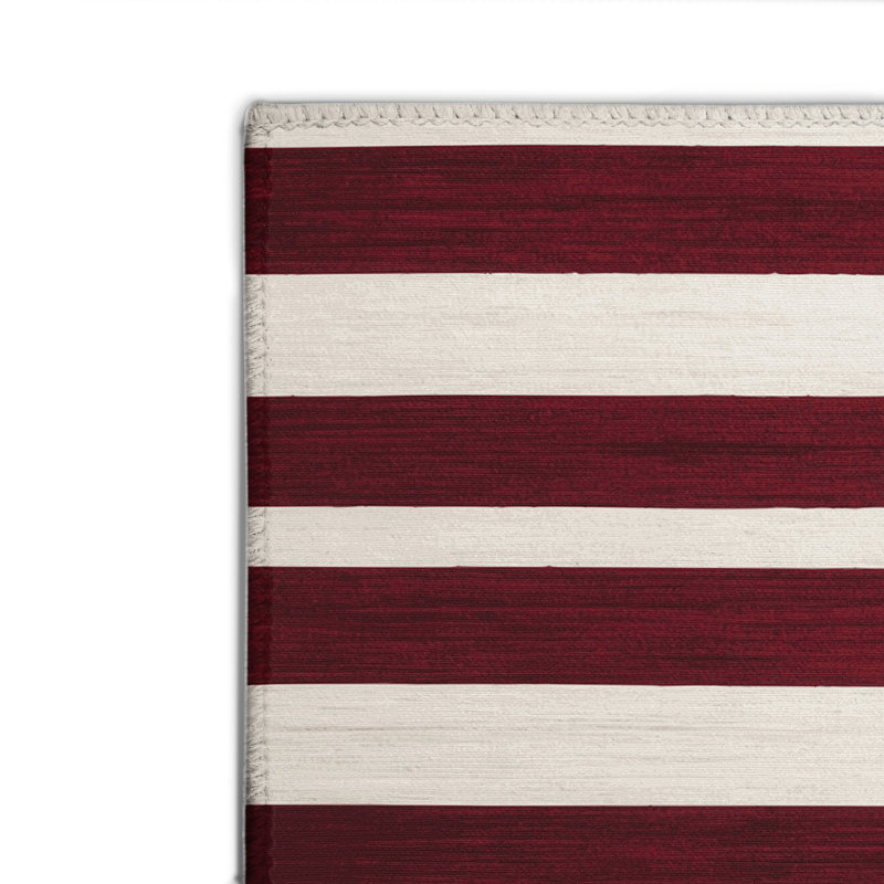 Tapis intérieur / extérieur rouge HorizontalStripes, Rectangulaire 2 pi x 3 pi