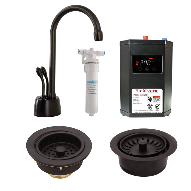 Develosah 9" 2-Handle Hot & Cold Water Dispenser with Heat Tank, Filter, Sink Drain & Disposal Trim, Oil Rubbed Bronze
