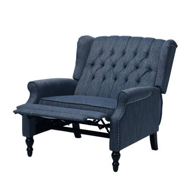 Kensley Recliner Elegant Ocean Blue Fabric Armchair