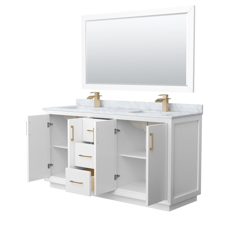 Strada 66'' W Double Vanity, Brown, White