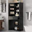 Grande armoire de rangement pour salle de bain avec 2 portes de tailles différentes, une tablette réglable, une étagère de porte et un tiroir-381718141