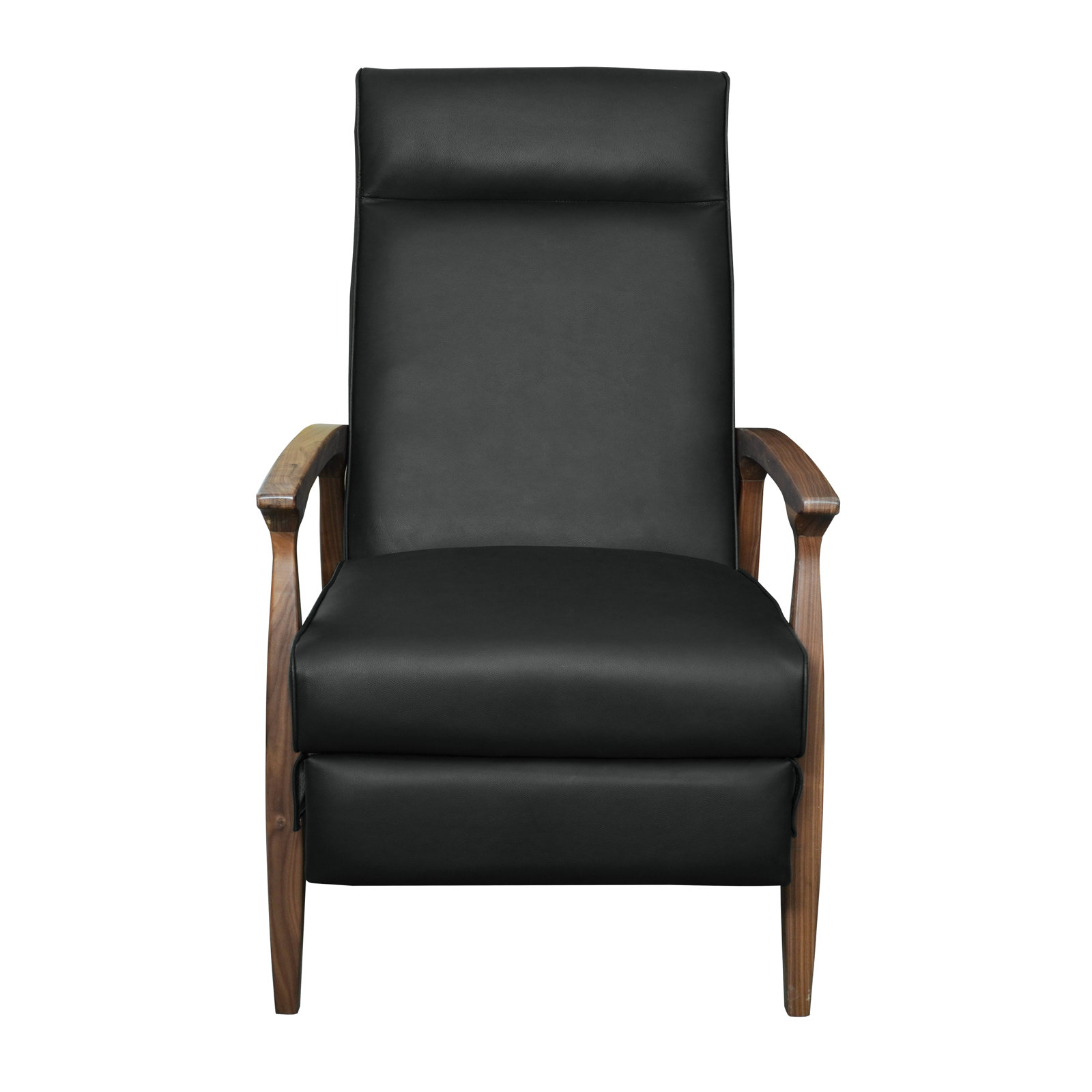 Piedmont Leather Recliner, Black, Walnut Wood