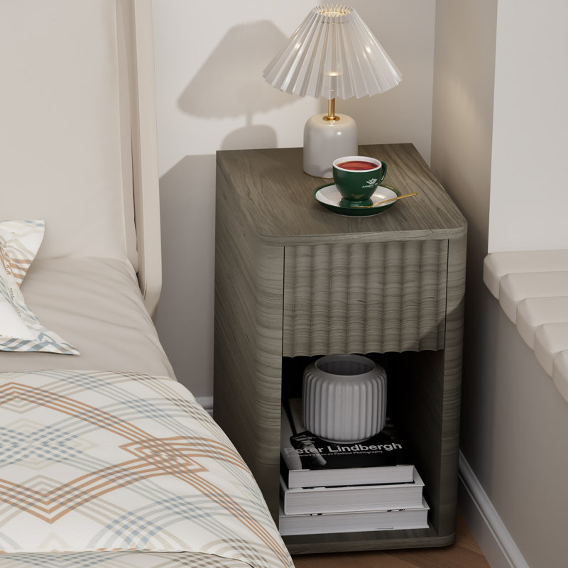Mid-Century Modern Solid Wood Nightstand With Drawer - Fully Assembled, Brown