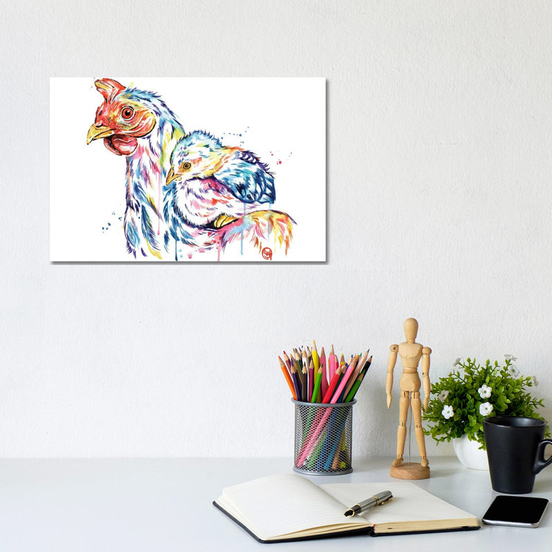 Chickens - Safe At Home by Lisa Whitehouse - Wrapped Canvas Print, 20.32 cm H x 30.48 cm W