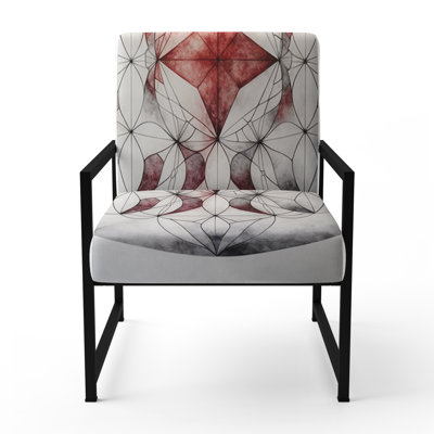 Sacred Geometry In Vintage Color Tones IV - Upholstered Contemporary Arm Chair, Geometric Abstract Accent Chair