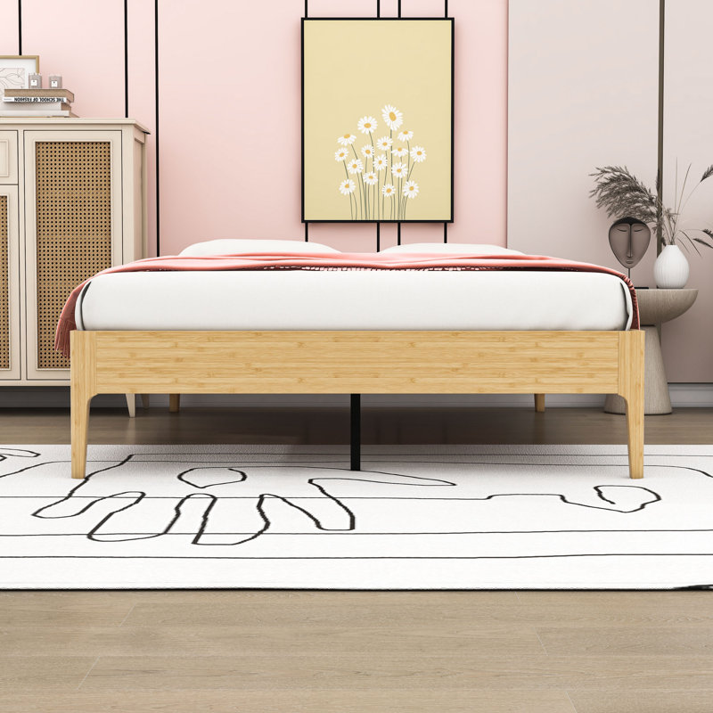 Bamboo Platform Bed with Metal Support and Underbed Storage, Full, Natural