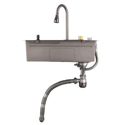 304 Stainless Steel Kitchen Basin - Flying Rain Waterfall Style With Mounting Hardware Gray Easy To Install Sink