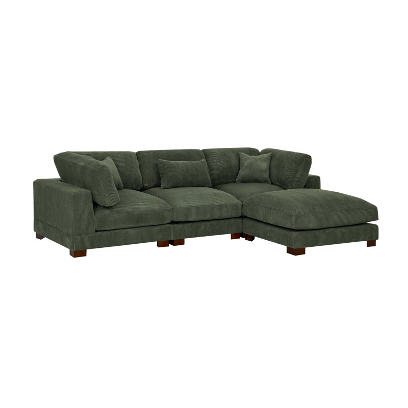 Temica 4 - Piece Upholstered Sectional, Hunter Green Corduroy