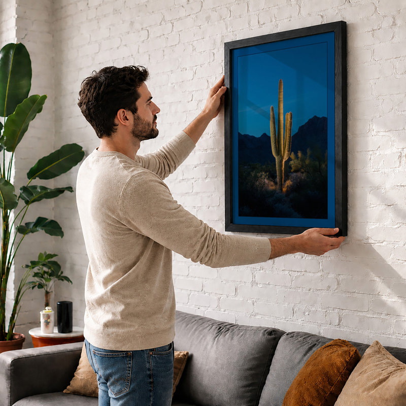 Desert Sentinel Minimalist - Framed Print, A2 - 59.4 x 42.0 cm, White