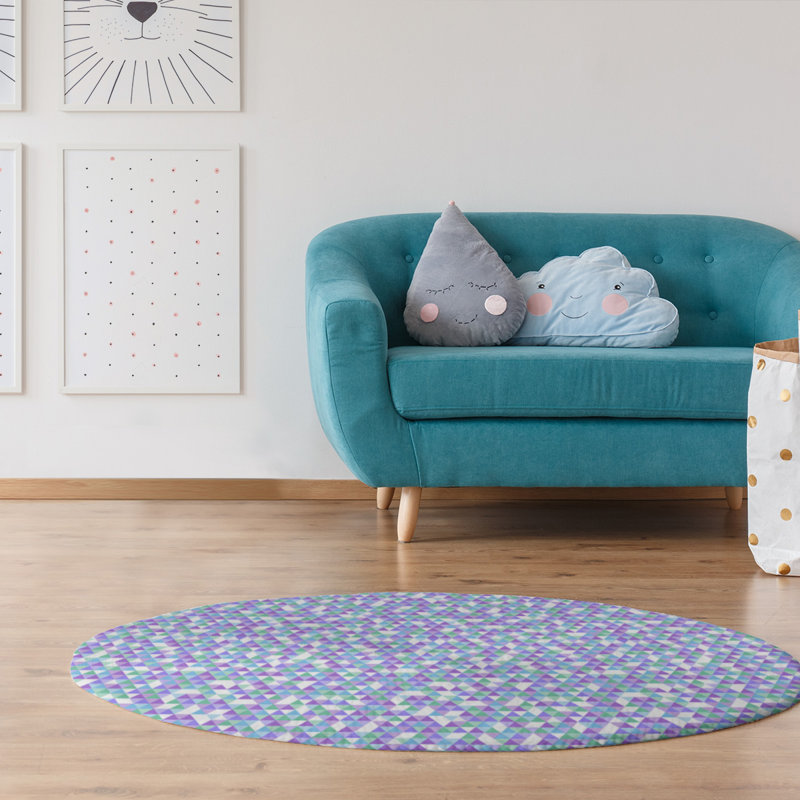 Chenille Geometric Indoor Rug, Round 5'