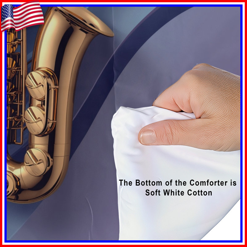 Golden Saxophone On Waves Comforter, Twin