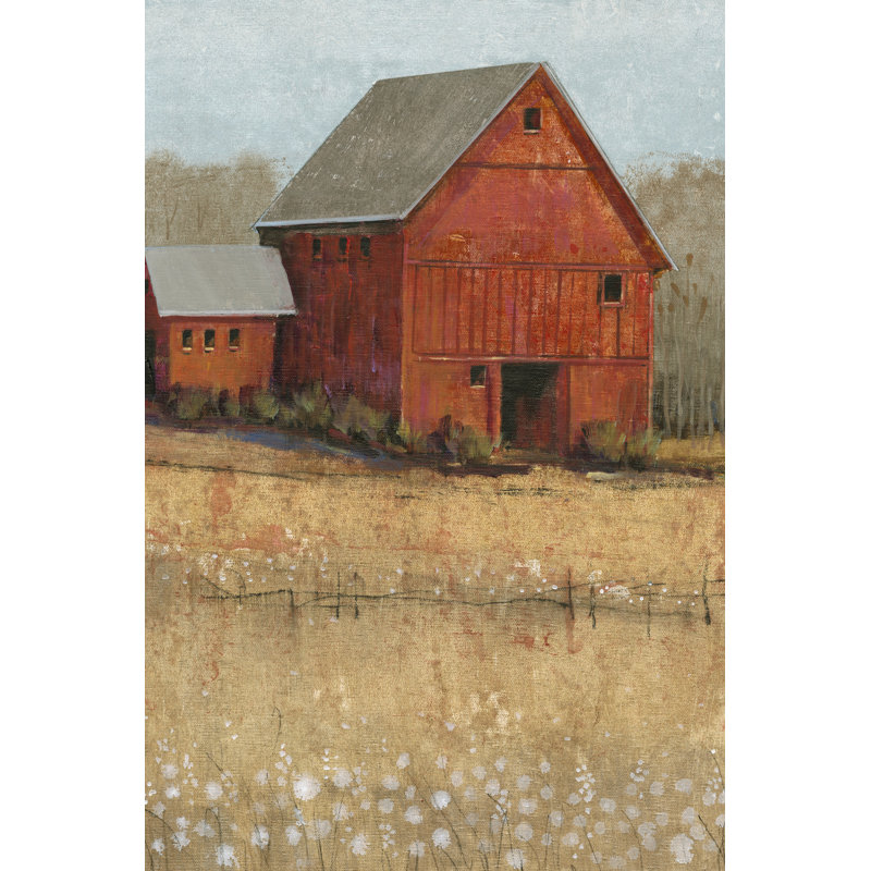 «Red Barn View II» par Timothy O 'Toole, reproduction d'art sur toile, H 12 po x l 8 po, Toile tendue