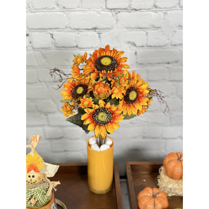 11 tournesols artificiels, Récoltes, H 18,5 po x l 16 po x P 6 po