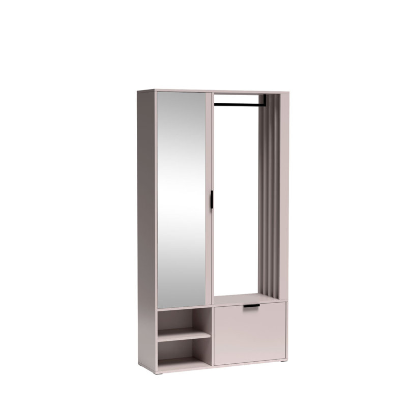 Entrance Wardrobe MELO Hall Tree 100cm Wide with Shoe Storage, Beige