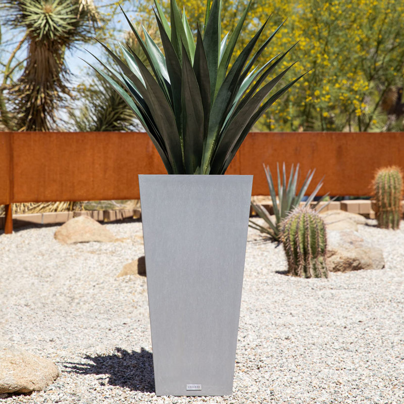 Plastic Indoor/Outdoor Taper Planter, Gray
