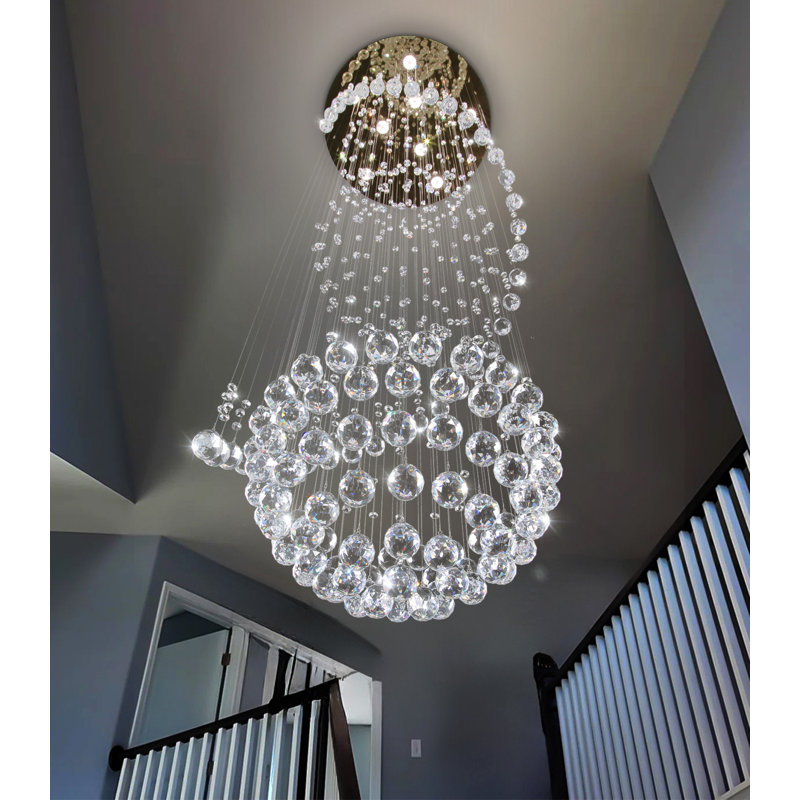 Lustre en cristal Glam Led, H 78 po x l 24 po x P 24 po, Doré, 8 lumières