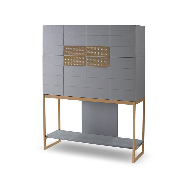 Gunver Metal Base Secretary Desk, Bronze, Grey