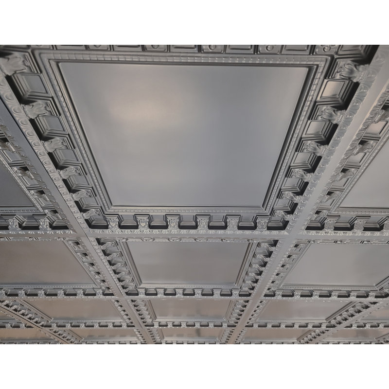 24'' L x 24'' W Coffered PVC Drop-In Ceiling Tile In Black
