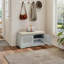 Banc de rangement pour chaussures avec armoire à 2 portes, banc de vestibule avec rangement pour chaussures, banc de rangement pour chaussures avec coussin, tablettes réglables, banc de rangement pour chaussures pour hall d'entrée, couloir