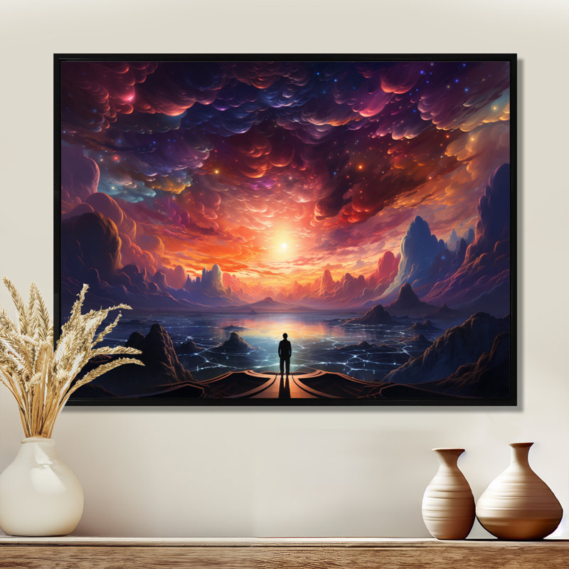 Embrassant le grand coucher de soleil mystérieux - méditation murale, salon, H 12 po x l 20 po x P 1 po