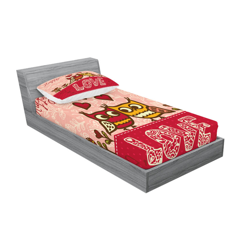 Drap-housse et coussin décoratif Ambesonne Valentines Day, rose rouge jaune