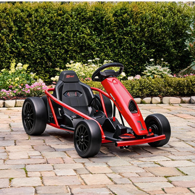 Kart électrique Drift Racing avec deux moteurs 24 V et une vitesse de 8,1 MPH, de couleur rouge, pour les enfants de 8 à 12 ans, cadre en acier