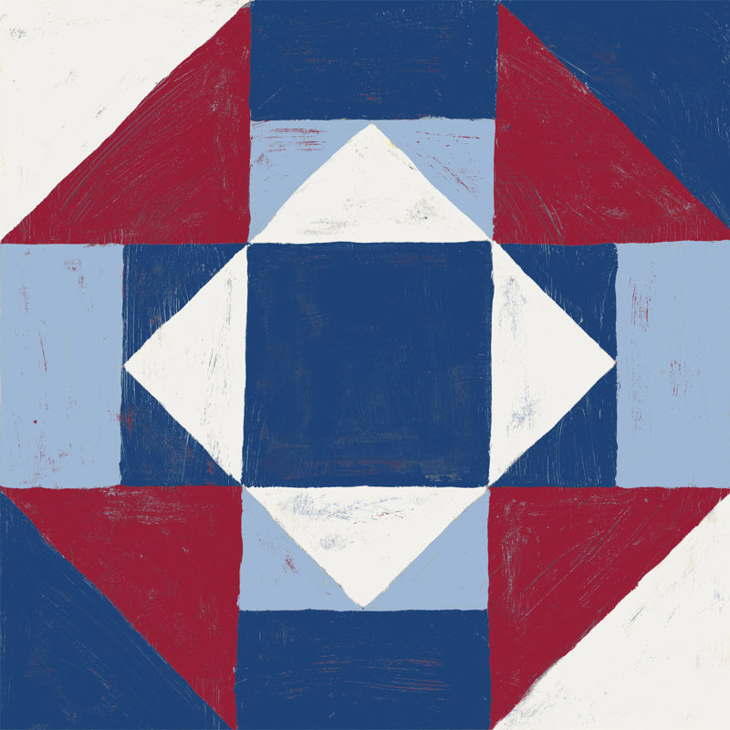 Americana Patchwork Tile III by Vanna Lam - Wrapped Canvas Painting, 20" H x 20" W