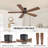 Milan 54inch 5 Solid Wood Blades Dc Motor Indoor Flush Mount Ceiling Fan With Remote, Black and Walnut-727219483-727219486-727219476