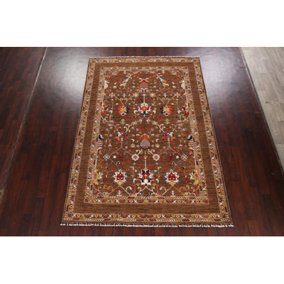 Lusca One-of-a-Kind 6'9" x 9'4" Rectangle Wool Area Rug in Brown