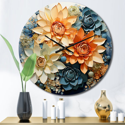 Horloge murale florale Peach Succulents