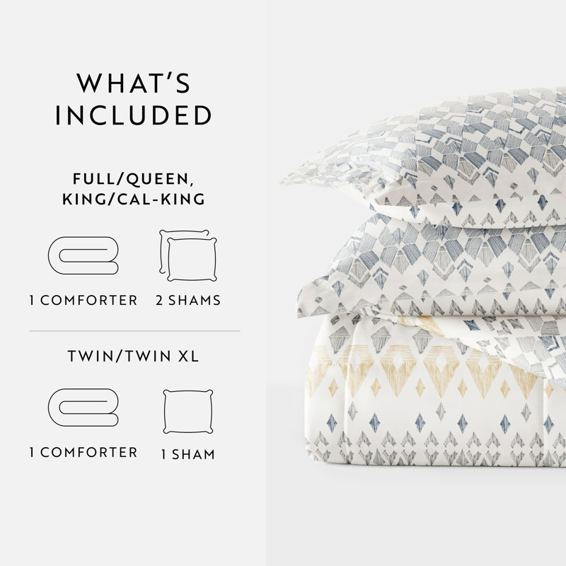 Comforter Set Patterned Microfiber All Season Down-Alternative Ultra Soft Bedding in Mayan Stamp