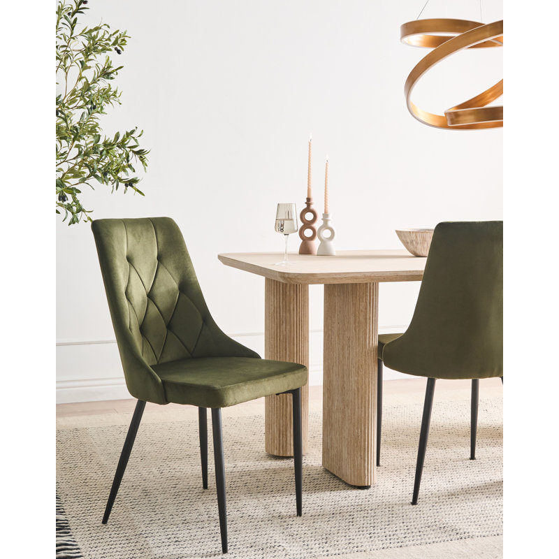 49cm H Velvet Upholstered Upholstered Back Side Chair, Green