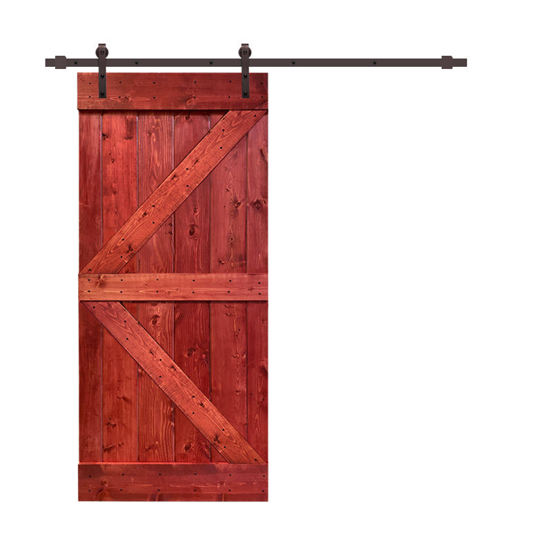 Porte de grange à panneaux K Series, Noir mat, Rouge cerise, 36 po x 84 po