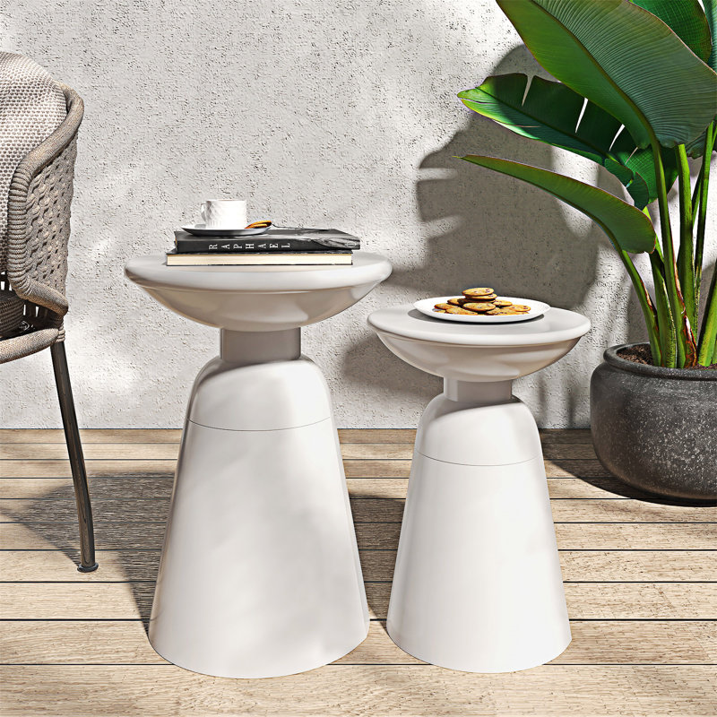 Ensemble de tables d'appoint d'extérieur, Blanc