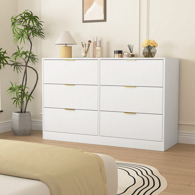 Simply Modern 6-Drawer Dresser, Chest of Drawers for Bedroom, Living Room, Hallway, and Entryway - Large Storage Cabinet White