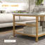 Avec table basse avec rangement, ensemble de 2 tables basses rectangulaires et rondes à 2 niveaux pour le salon avec tablettes de rangement, plateau en faux marbre et table d'appoint avec cadre en acier blanc