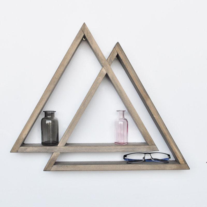 Tablette flottante triangulaire en bois massif 2 pièces Donna