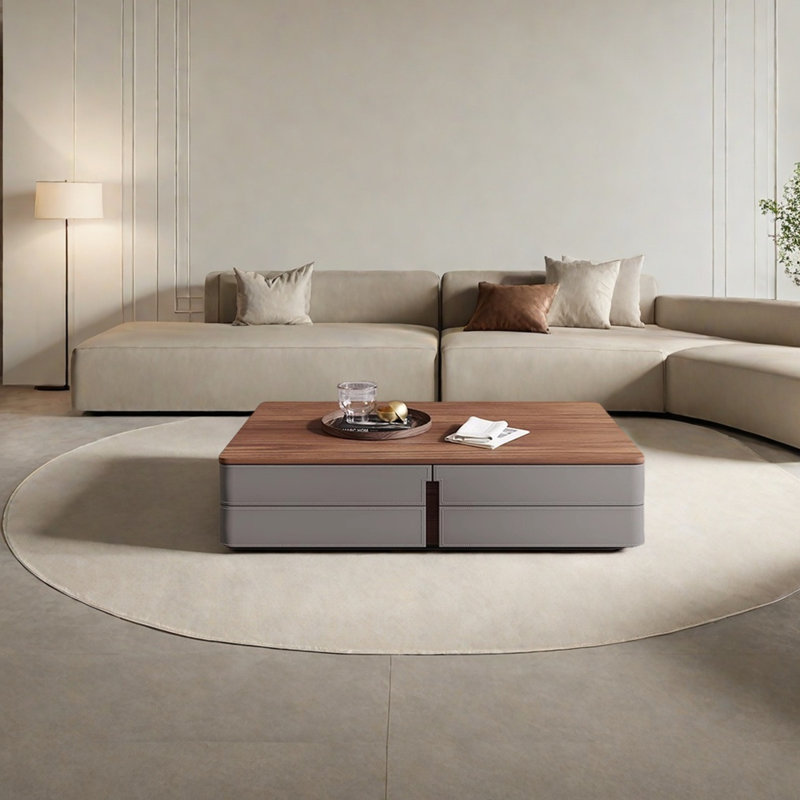 Wooden Coffee Table, 15.75" H x 55.12" L x 27.56" W, Gray