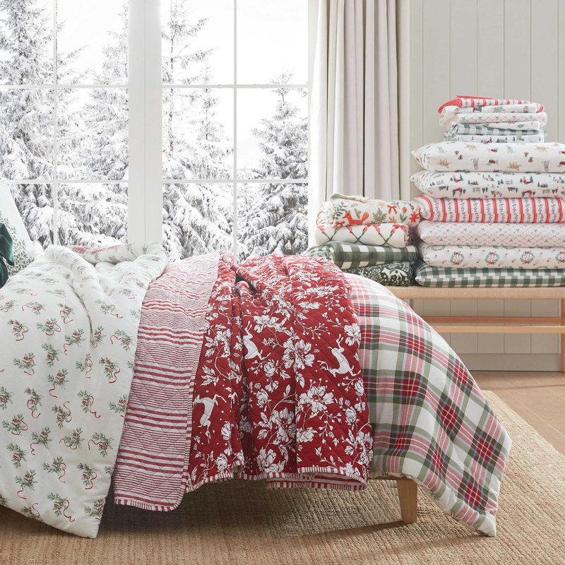 Jeté en peluche imprimé Martha Martha, Vert forêt nordique 