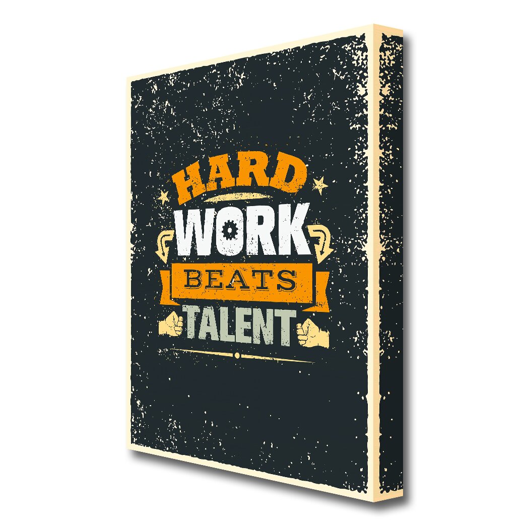 Gerahmtes Leinwandbild Hard Work Beats Talent