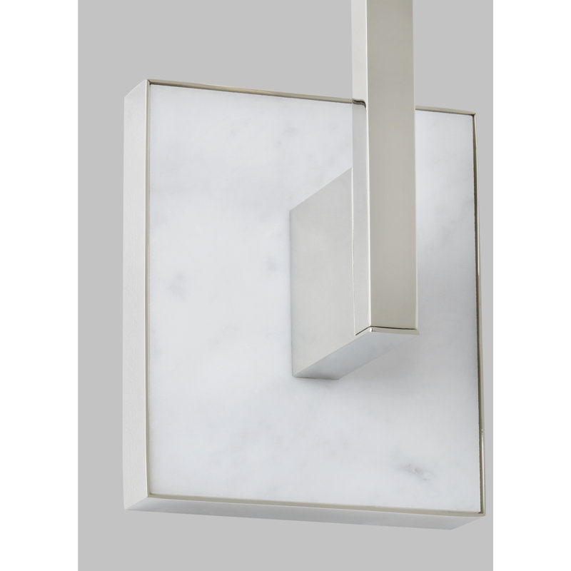 Klee 1 - Light LED Armed Sconce, Polished Nickel/White Marble