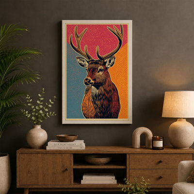 Stag in Colour Vintage - Wrapped Canvas