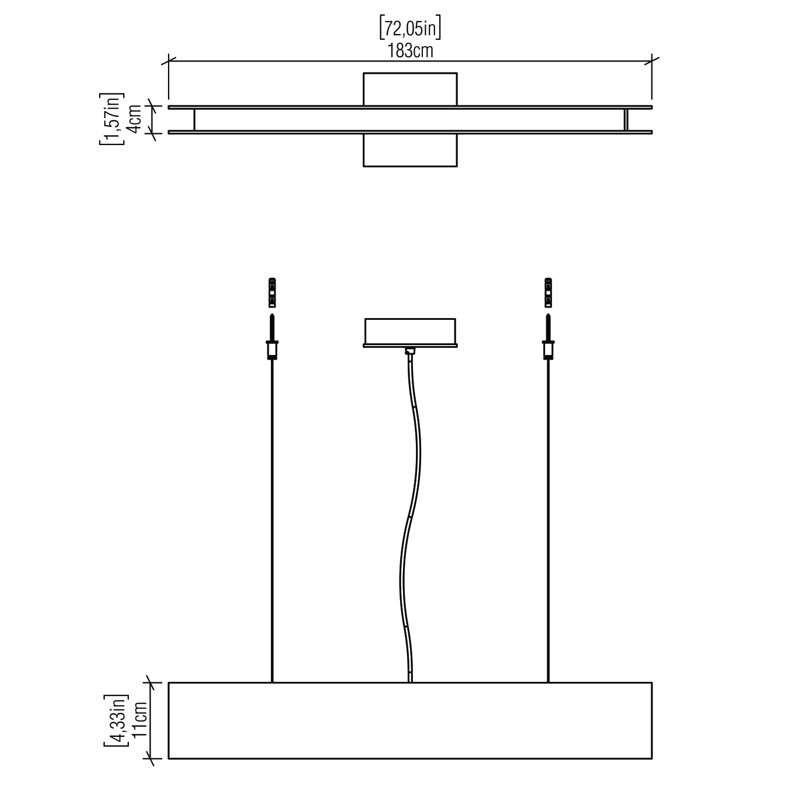 Luminaire suspendu Clean Clean, H 4,33 po x l 72,05 po x P 72,05 po, Gris organique