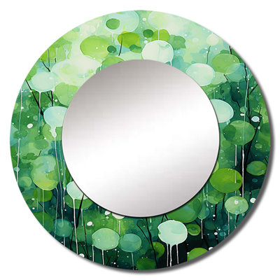 Quirky Quarters Botanical I - Abstract Popart Round Mirror Wall Decor