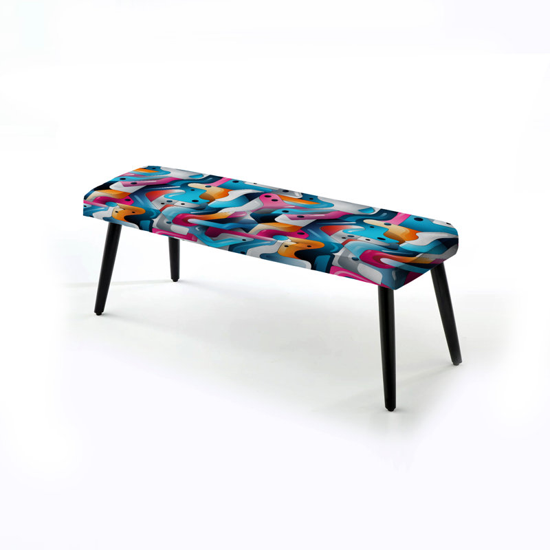 Banc rembourré géométrique bleu et mauve