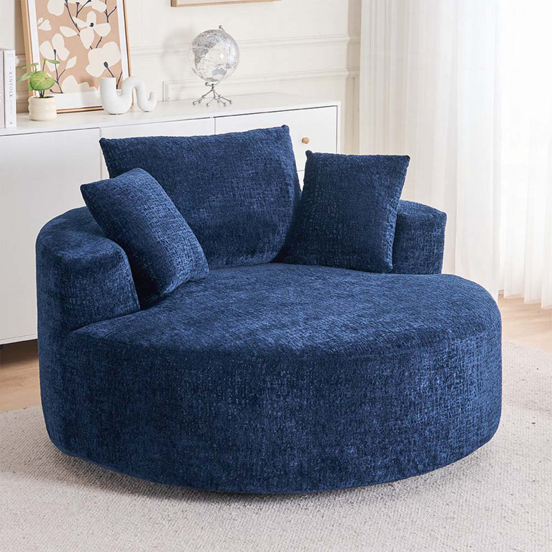 Fauteuil demi-tonneau pivotant Chenille, Bleu