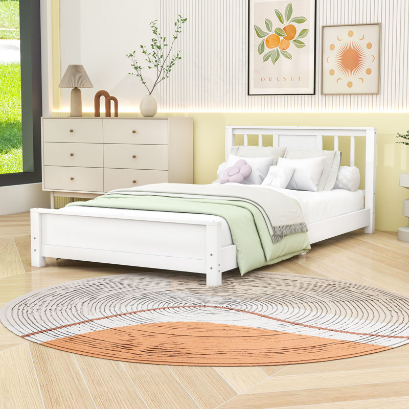 Base de lit plateforme avec tête de lit, Blanc