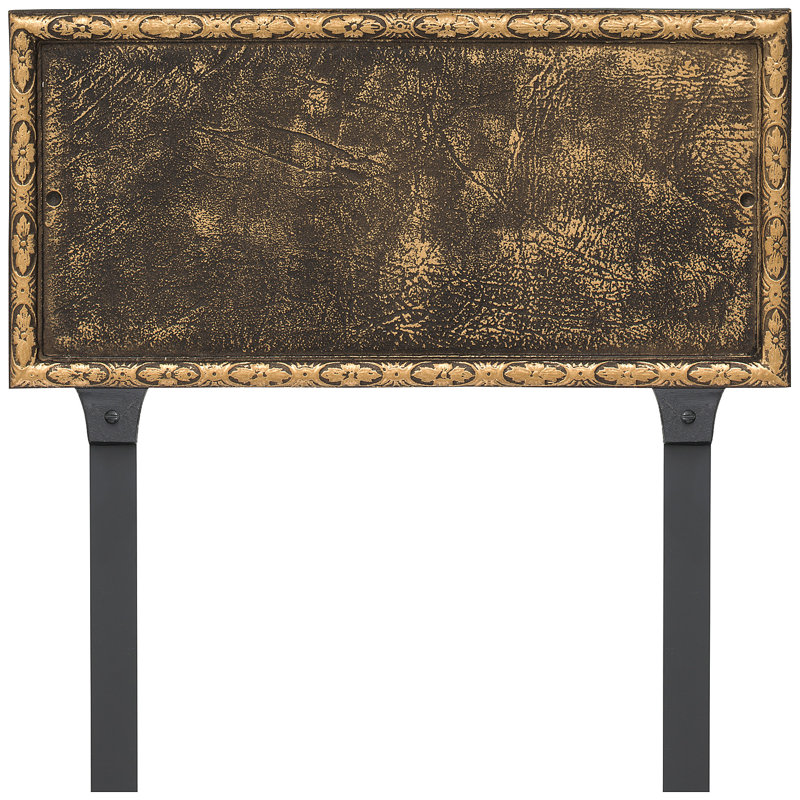 Plaque d'adresse rectangulaire à une ligne avec piquets de pelouse Jefferson, Bronze vieilli / doré, Oui