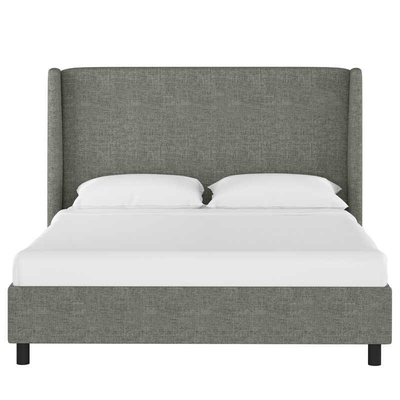 Tilly Upholstered Low Profile Platform Bed, Full, Zuma Charcoal Textured Linen