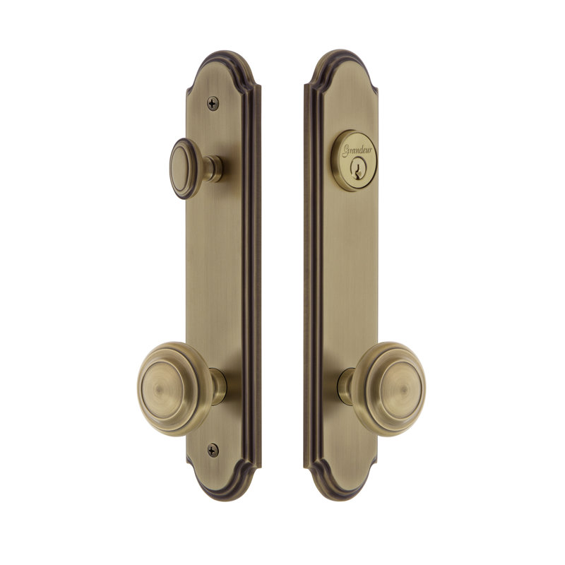 Complete Arc Entry Knob Set with Deadbolt, Vintage Brass, 2.375"